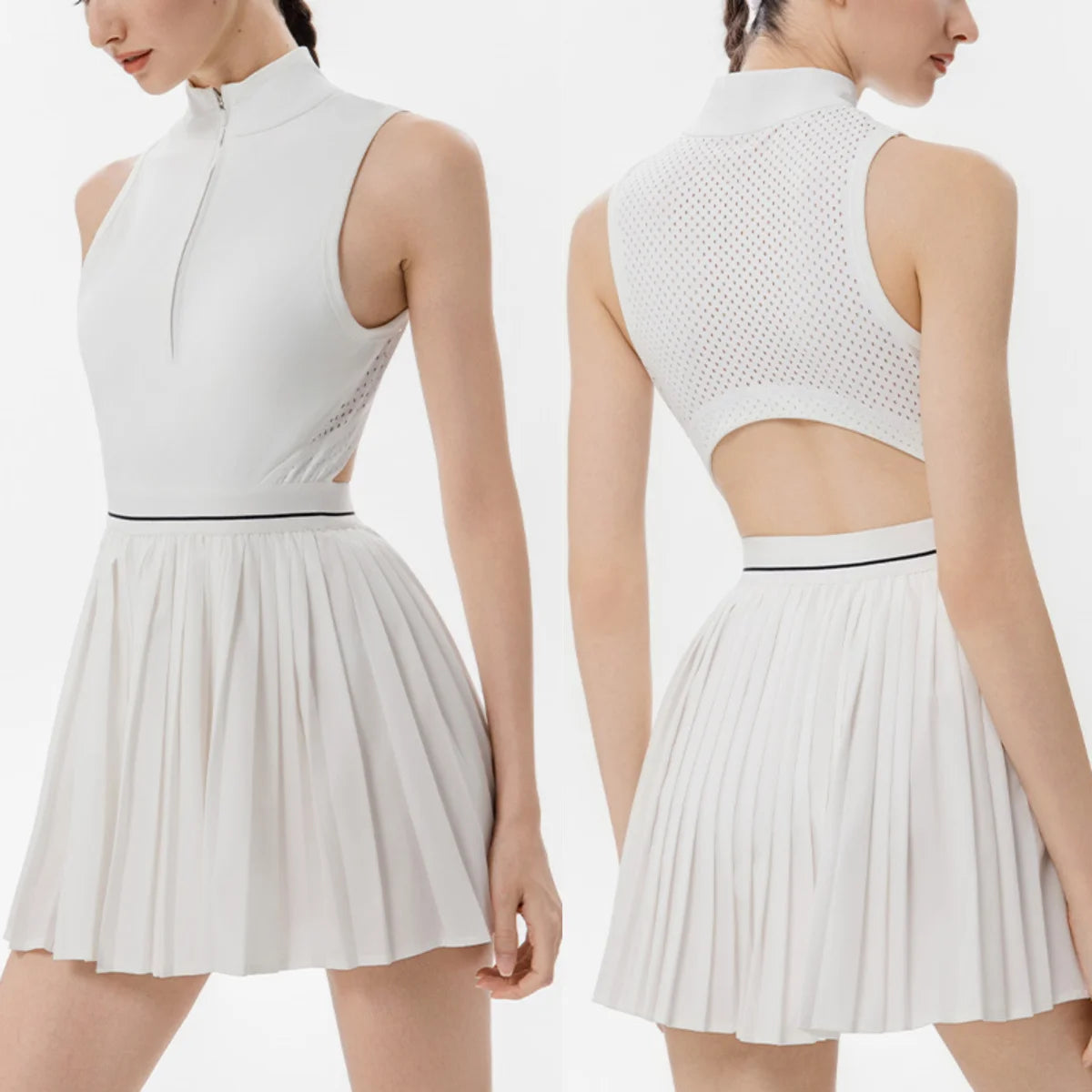 Golf Tennis Dress Sports Set Yoga for Women Workout Pickleball Clothing Badminton Skorts Activewear Hollow Out Sport Dresses