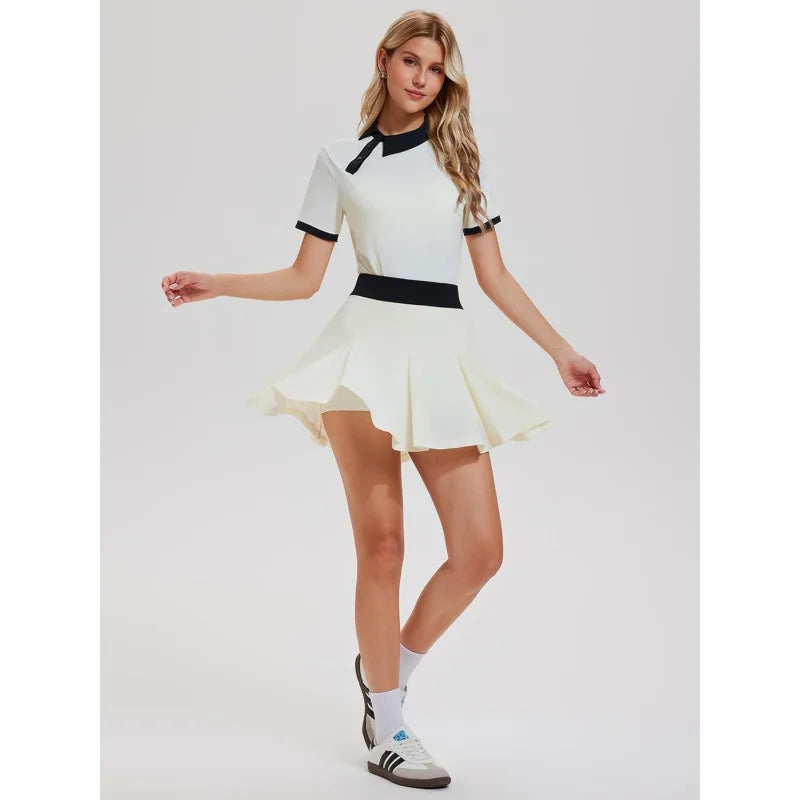 SharpStar Women's Tennis Skirt Set 2pcs Quick Dry Badminton Skort Suit Breathable Pickleball Skirt Set Workout Sports Outfit