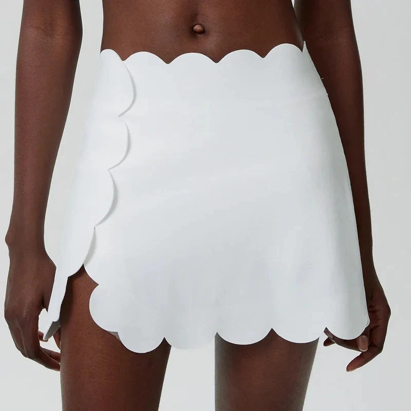 SharpStar Women's Tennis Skirt with Pocket Trendy Scallop-shaped Sport Skort High Waist Quick Dry Badminton Pickleball Outfit