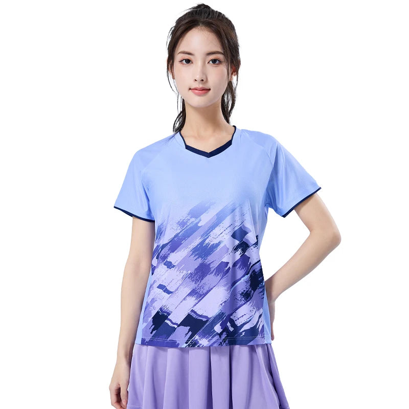 Badminton Shirts Women 3D Printed High Quality Fitness Short Sleeves Outdoor Training Team Running Casual Ping Pong Jerseys
