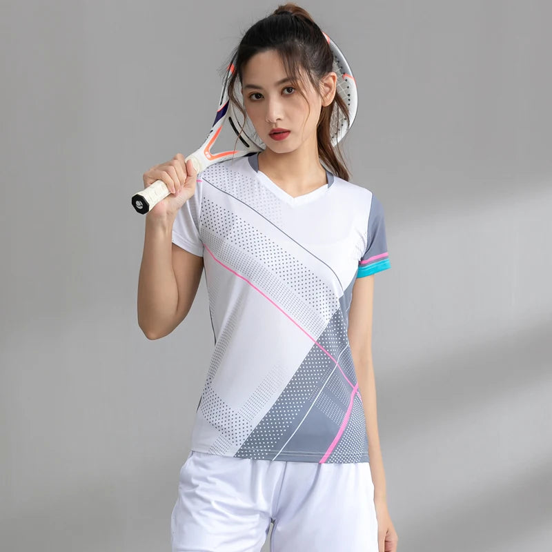 New Style Badminton Tennis Shirts Women Custom Table 3D Print Quick Dry Running Short Sleeve Polyester Yoga Training Gym Tee