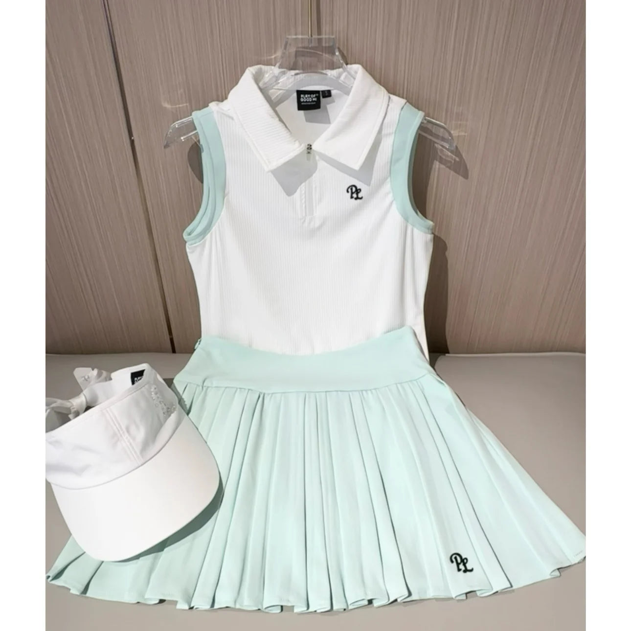 New Summer Golf Clothing Women's Sleeveless T-shirt Half-zip Lapel Tops Quick-drying Breathable Golf Skirt Set Tennis Wear