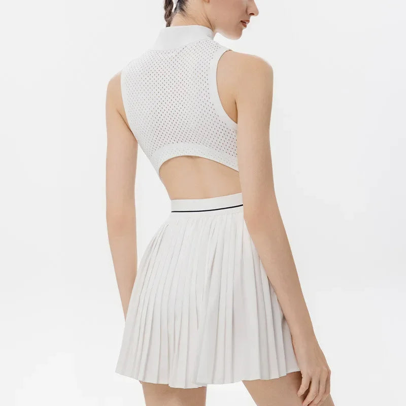 Golf Tennis Dress Sports Set Yoga for Women Workout Pickleball Clothing Badminton Skorts Activewear Hollow Out Sport Dresses